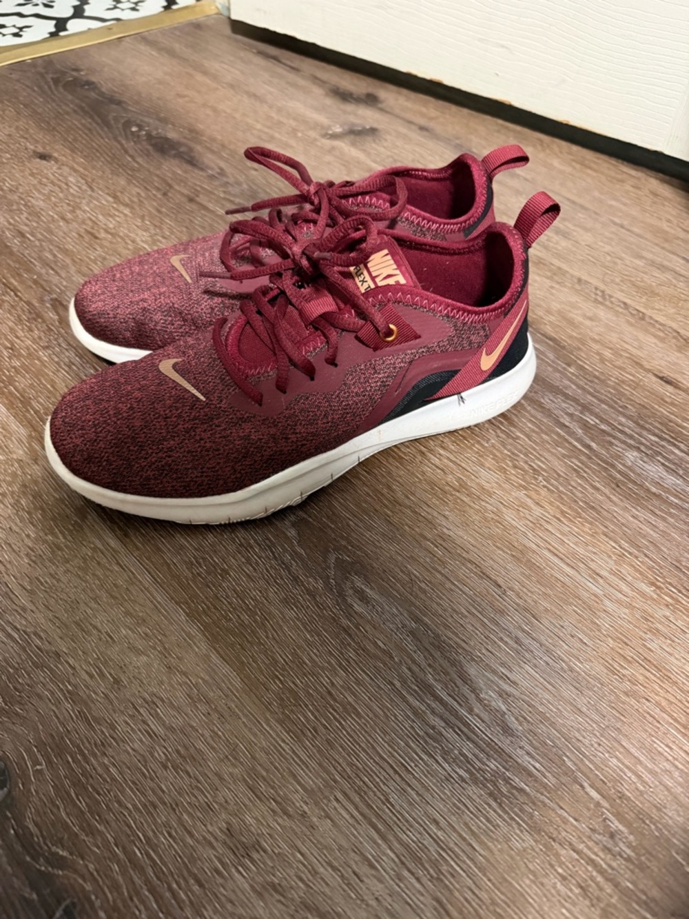 Nike Burgundy Running Shoes with Rose Gold Swoosh